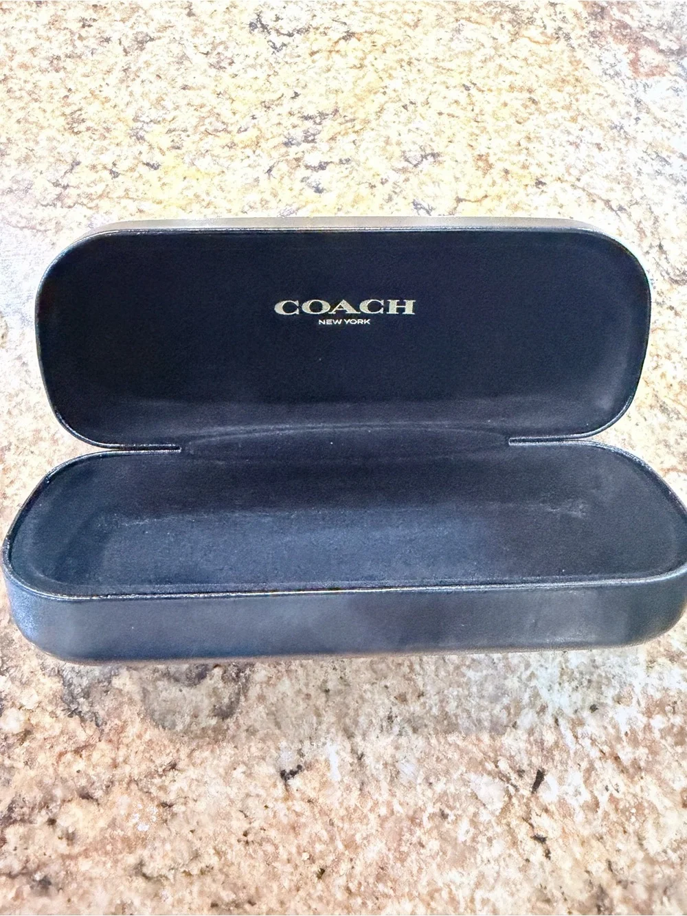 Coach Black Leather Glasses Case with Embossed Logo